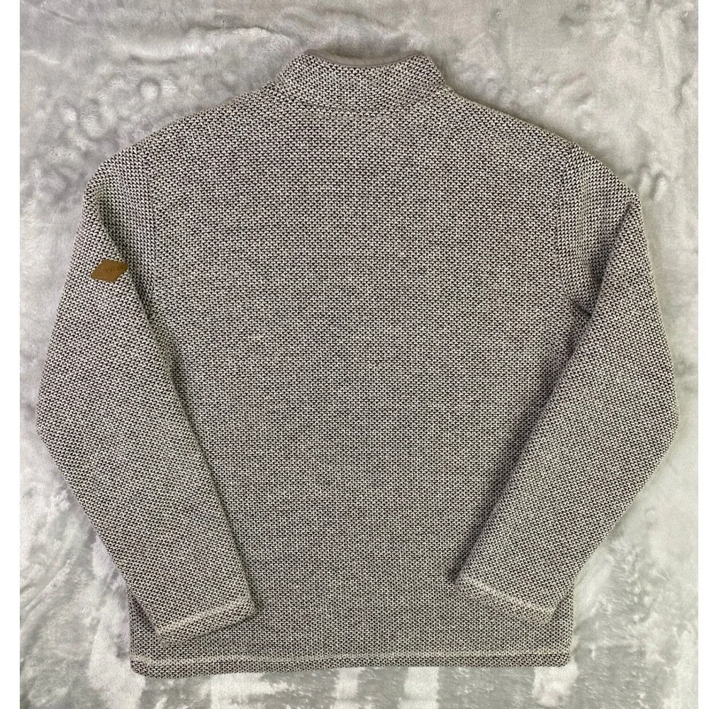 Orvis Quarter Zip Pullover Mens‎ Large Grey Sherpa Lined Textured Knit Sweater